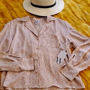Worthington Nuetral Print Blouse NWT sz Sm